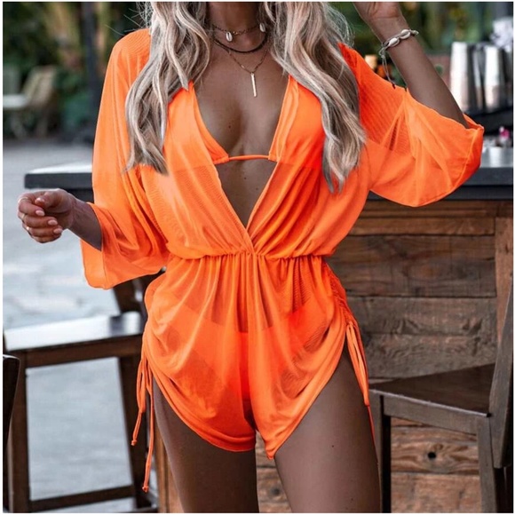 Boho Vibrant String Bikini Thong Romper Cover up set - Picture 6 of 9